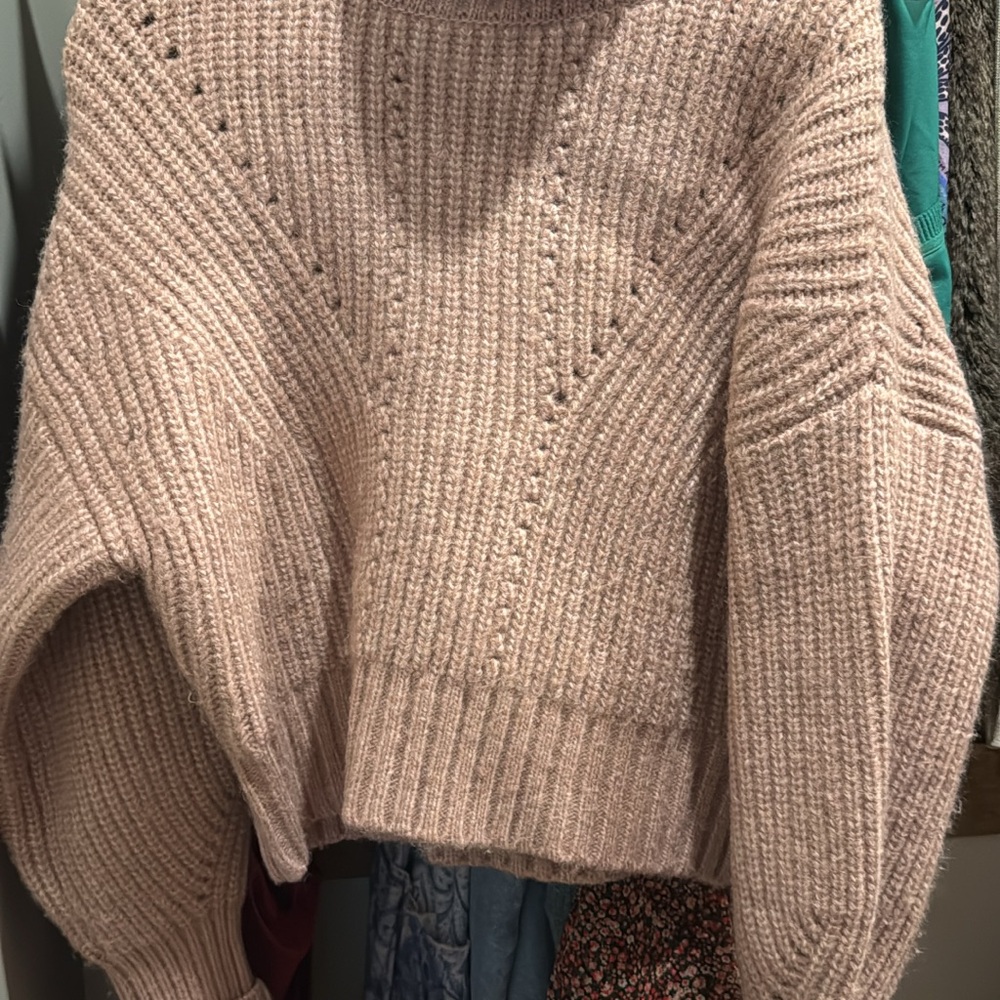 Varley Pink Cowl Neck Sweater